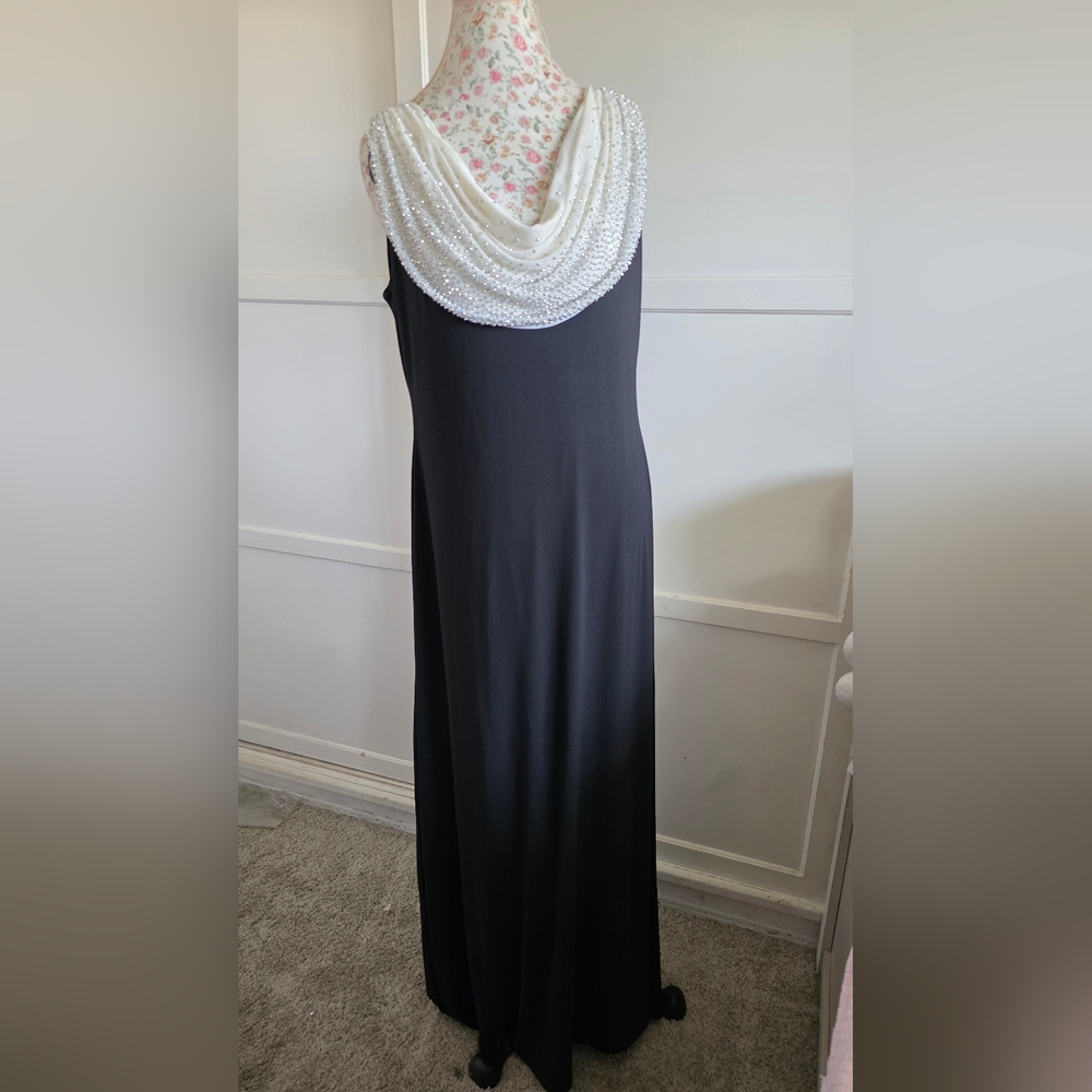 Jackie Jon NY Elegant Black and White Maxi Dress